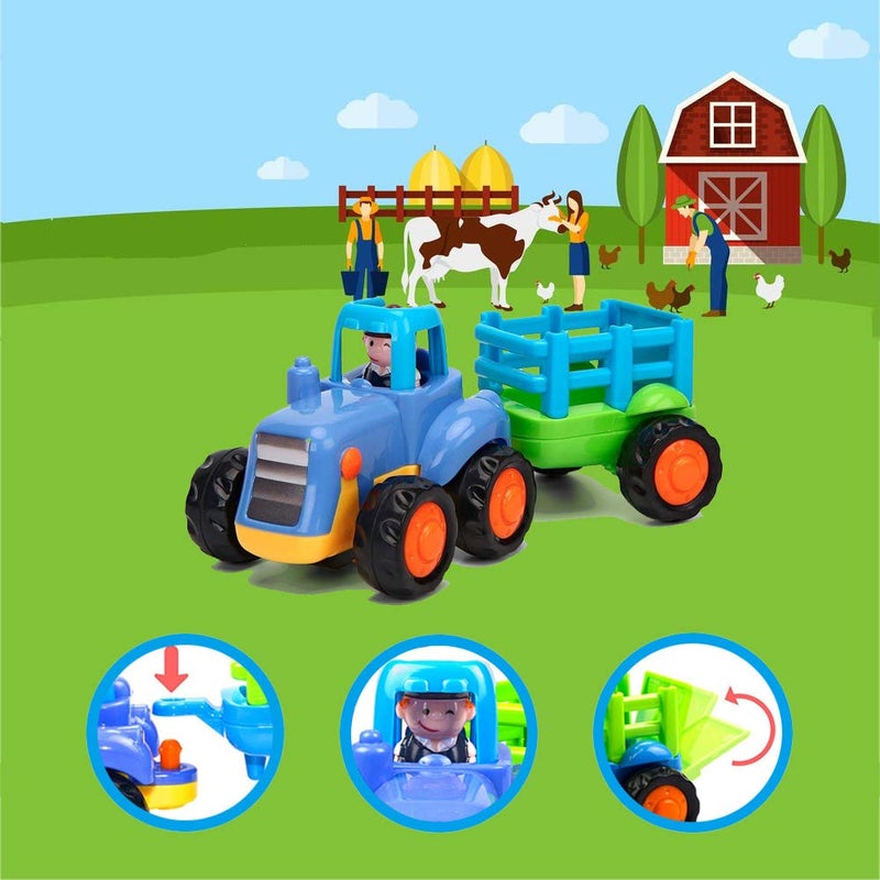 Yiosion Push and Go Friction Powered Cars Construction Vehicles Toy Set Tractor Bulldozer Mixer Truck Dumper for 1 2 3 Year Old Baby Toddlers Boys Gifts - Image 3